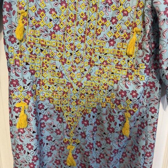 Boho Resort Swim Cover-Up Dress – Tassel Hem, Vibrant Print, Unbranded - Picture 4 of 4